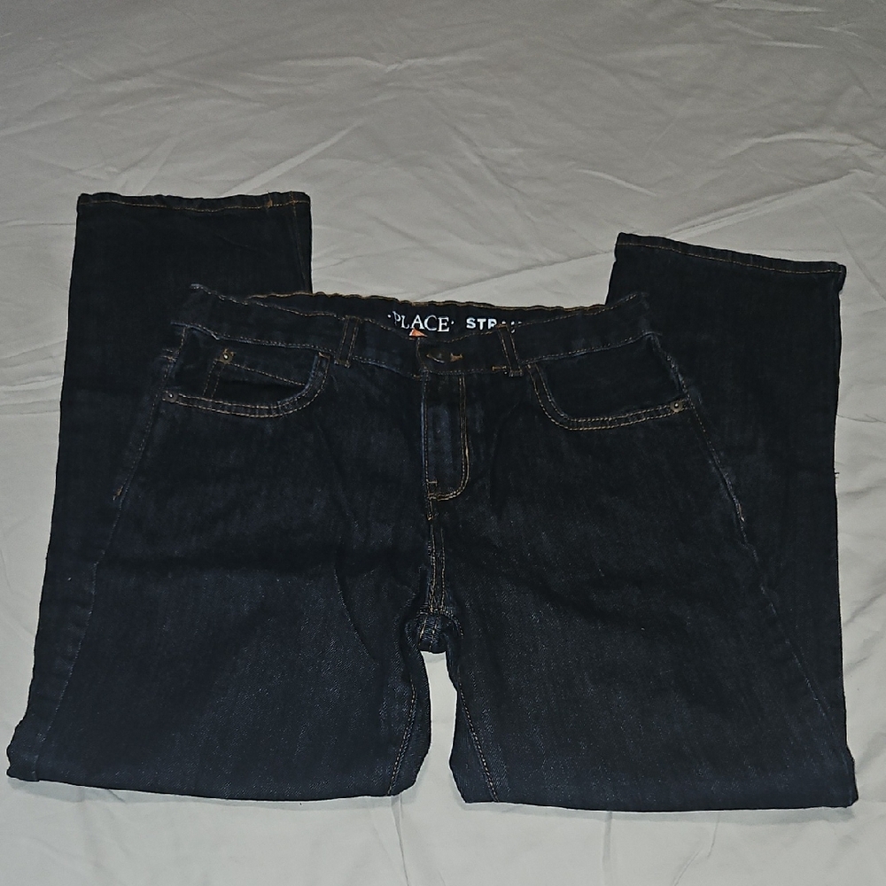 The Children's Place Navy Denim Dark Blue Boys Size 12 Husky Straight Leg Jeans